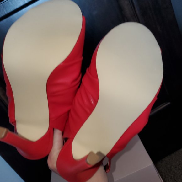 2/$35   Red Peep-toe bootie, 7.5 'divine' - Picture 6 of 6
